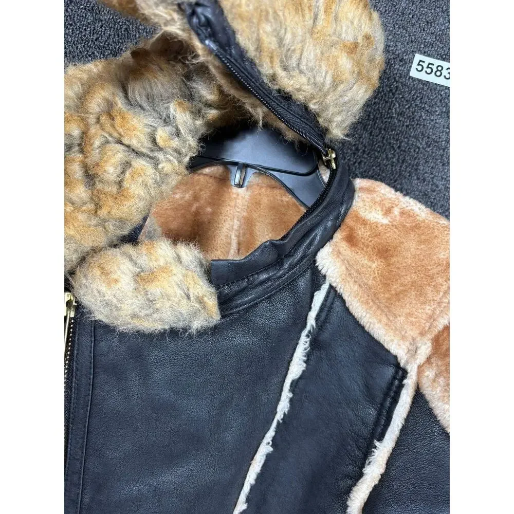 Jordan Craig Jacket Boys 8 Black Tan Sherpa Lined Aviator Bomber Zip Moto Coat